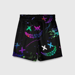 Детские спортивные шорты 3D Неновые краски - лица крипи смайл