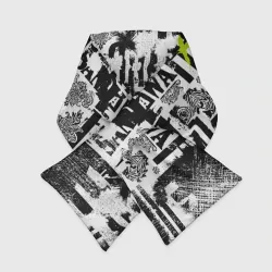 Шарф-пуховик 3D Pattern with inscriptions hustle sand boy