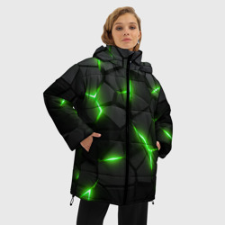 Женская зимняя куртка Oversize Зеленая неоновая броня - фото 2