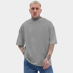 Мужская футболка Oversize хлопок texturе Меланж однотонная без дизайна - фото 2