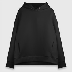 Женское худи Oversize хлопок Черное однотонное без дизайна