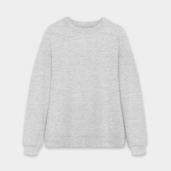 Мужской свитшот oversize без начеса хлопок белый меланж однотонный без дизайна