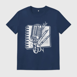 Мужская футболка хлопок Микрофон и блокнот