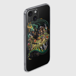 Чехол для iPhone 15 силиконовый с защитой камеры Зеленый дракон оплота - Герои Меча и Магии 3 - фото 2