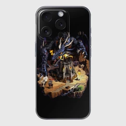 Чехол для iPhone 15 Pro силиконовый с защитой камеры Черный дракон темницы - Герои Меча и Магии 3