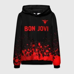 Мужская толстовка 3D Bon Jovi - red gradient посередине