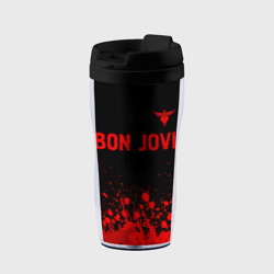 Термокружка-непроливайка Bon Jovi - red gradient посередине