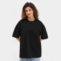 Женская футболка Oversize хлопок texturе черная однотонная без дизайна - фото 2