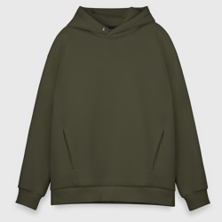 Мужское худи Oversize хлопок однотонное без дизайна цвет хаки