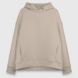 Женское худи Oversize хлопок миндальный однотонное без дизайна