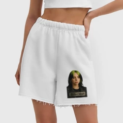 Женские шорты oversize футер хлопок Билли Айлиш с зелеными волосами - фото 2