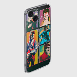 Чехол для iPhone 15 силиконовый с защитой камеры David Bowie vintage collage - фото 2
