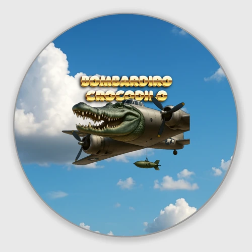 Круглый коврик для мышки Bombardino Crocodillo мем