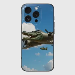 Чехол для iPhone 16 Pro силиконовый с защитой камеры Бомбардиро крокодило