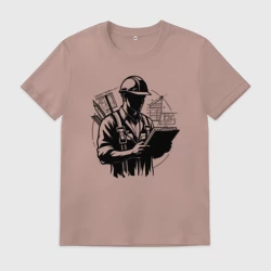 Мужская футболка хлопок Прораб с чертежами