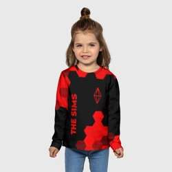 Детский лонгслив 3D The Sims - red gradient вертикально - фото 2