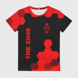 Женская футболка 3D The Sims - red gradient вертикально