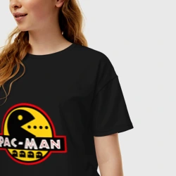 Женская футболка хлопок Oversize Пак Мэн для ретро динозавров - фото 2