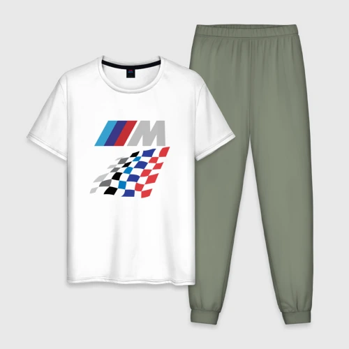 Мужская пижама с белой футболкой хлопок Finish BMW
