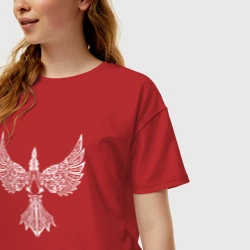 Женская футболка хлопок Oversize Узор ворона - Aссасинс Крид - фото 2