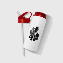 Бутылка для воды с трубочкой Режиссер с камерой стимпанк - фото 2