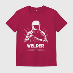 Мужская футболка хлопок Сварщик в маске и перчатках