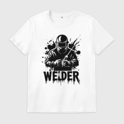 Мужская футболка хлопок Сварщик черной краской
