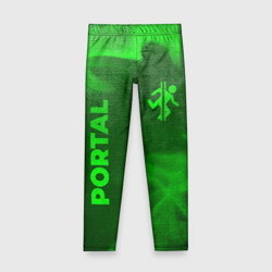 Детские леггинсы 3D Portal - green gradient вертикально