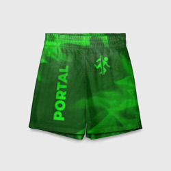 Детские спортивные шорты 3D Portal - green gradient вертикально