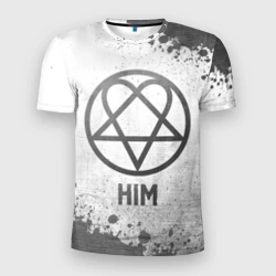 Мужская футболка 3D Slim HIM - white gradient