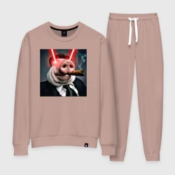 Женский костюм хлопок Свинья гангстер жестко стреляет лазерами из глаз