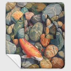 Плед с рукавами Акварельный Кои карп и камушки галька