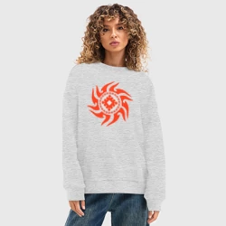 Женский свитшот oversize без начеса хлопок Оберег репейник счастья - знак на удачу - фото 2