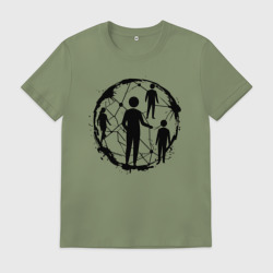 Мужская футболка хлопок Силуэты людей на фоне шара