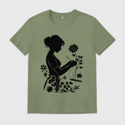 Мужская футболка хлопок Швея шьет цветы