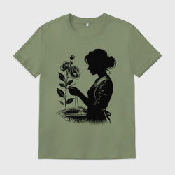 Мужская футболка хлопок Цветочная швея