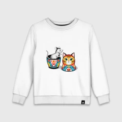 Детский свитшот хлопок Кошка матрёшка и мышонок