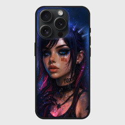 Чехол силиконовый для Apple iPhone 15 Pro матовый Девушка неформалка cosmic hell goth