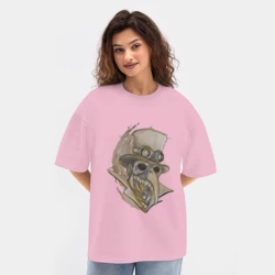 Женская футболка Oversize хлопок texturе Доктор с клювом - фото 2