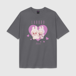 Женская футболка Oversize хлопок premium Лабубу love