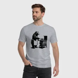 Мужская футболка хлопок Винтажный медведь повар - фото 2
