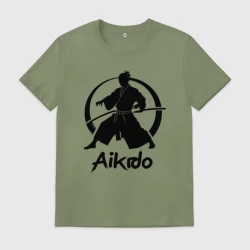 Мужская футболка хлопок Айкидо мастер в круге