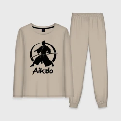 Женская пижама с лонгсливом хлопок Айкидо мастер в круге