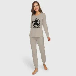 Женская пижама с лонгсливом хлопок Айкидо мастер в круге - фото 2