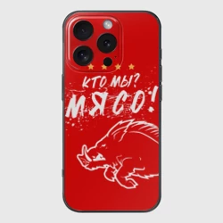 Чехол для iPhone 16 Pro силиконовый с защитой камеры Кто мы - мясо - кабан