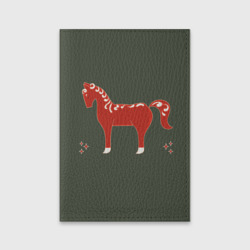 Обложка для паспорта матовая кожа Красная  лошадь