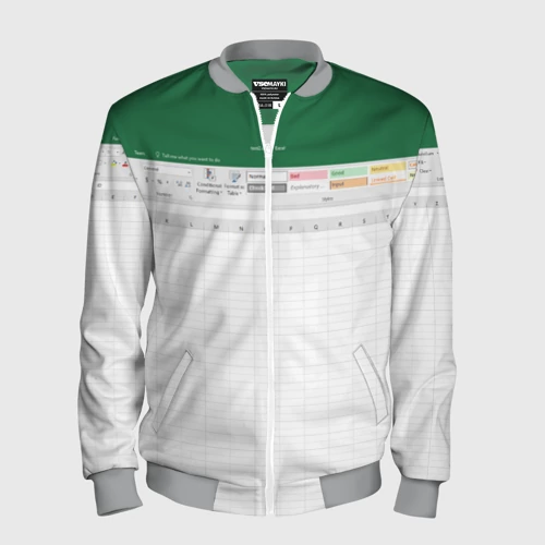 Мужской бомбер 3D с принтом Таблица Excel текстура, вид спереди #2