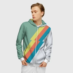 Мужская толстовка 3D на молнии Рок молния Боуи весенняя палитра - фото 2