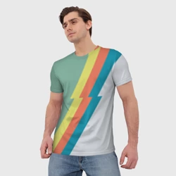 Мужская футболка 3D Рок молния Боуи весенняя палитра - фото 2