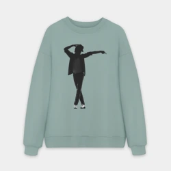 Мужской свитшот oversize без начеса хлопок Черный силуэт Michael Jackson